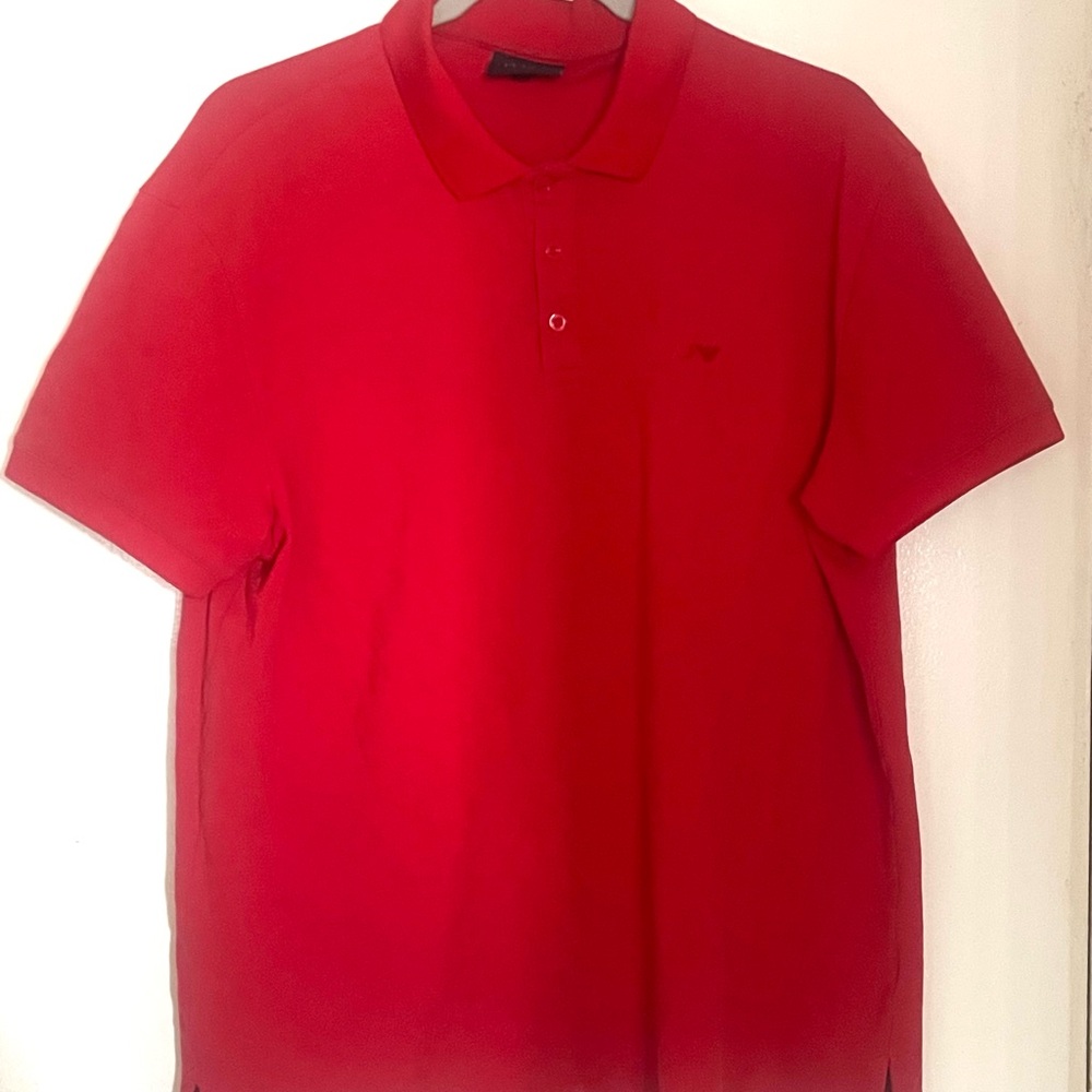 Red Armani jean's muscle fit polo shirt tagged xxl fits like a medium